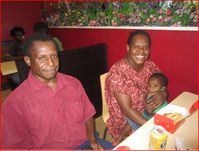 Pastor Jerry, Avoro, Lakobob & John & Selina Allen - lunch in Port Moresby just last week
